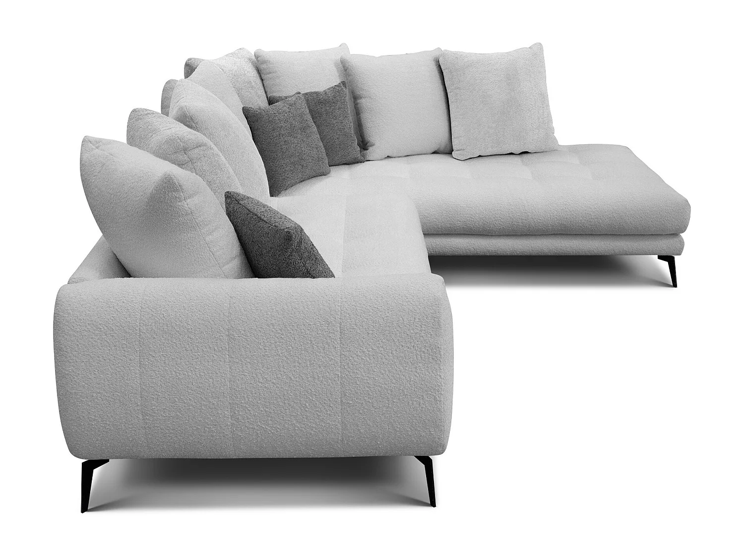 Canapé d'angle 5 places CALME, tissu gris clair