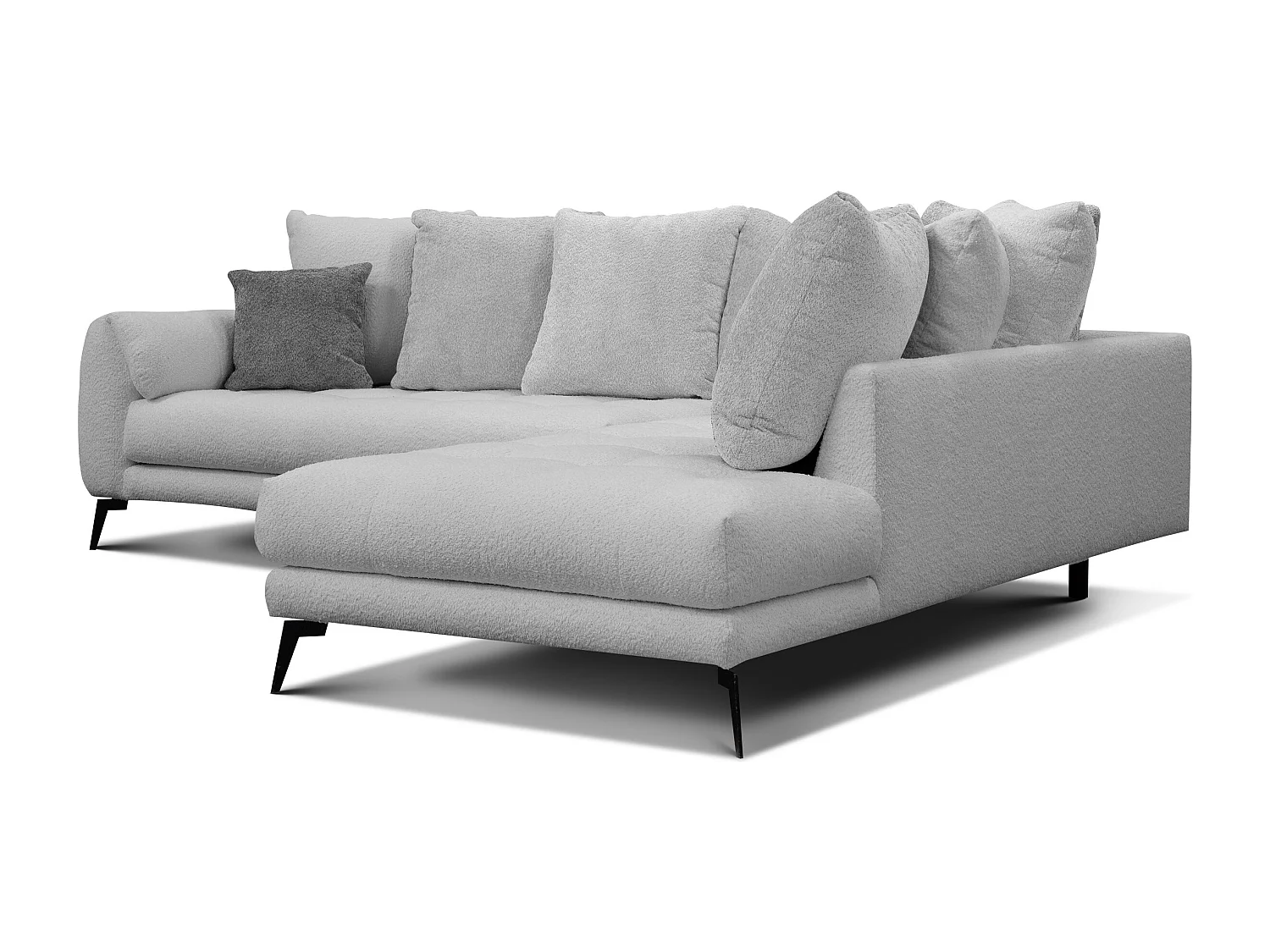 Canapé d'angle 5 places CALME, tissu gris clair