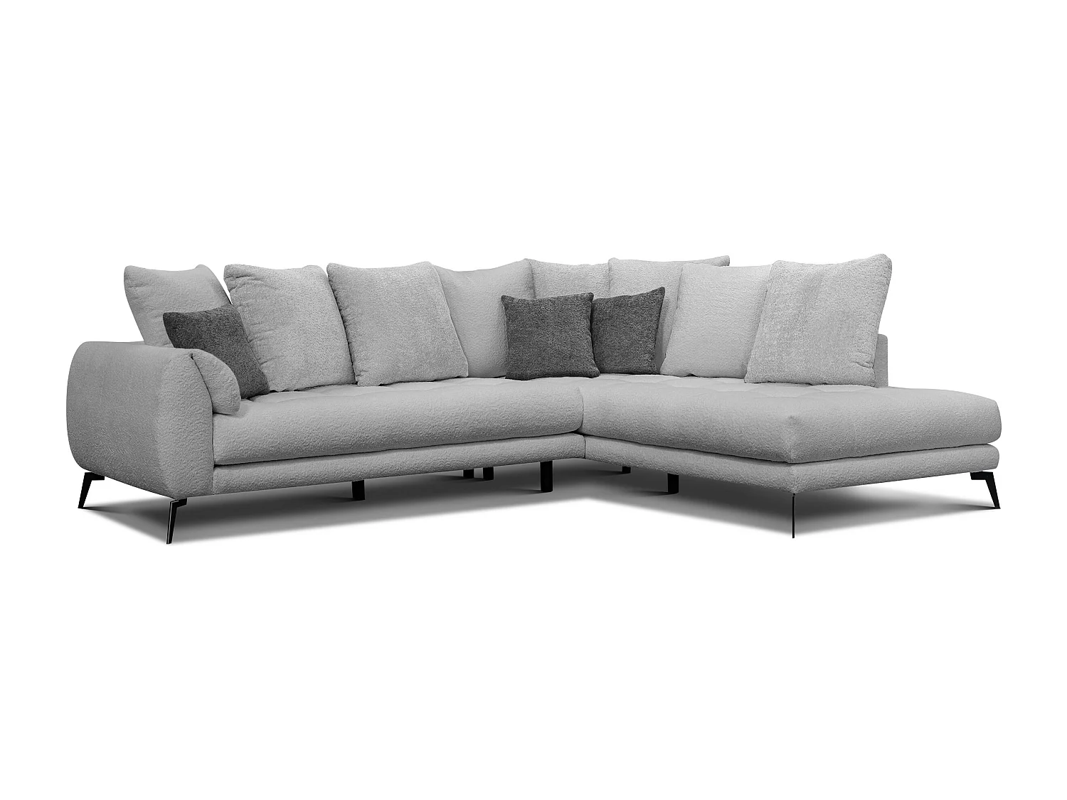 Canapé d'angle 5 places CALME, tissu gris clair
