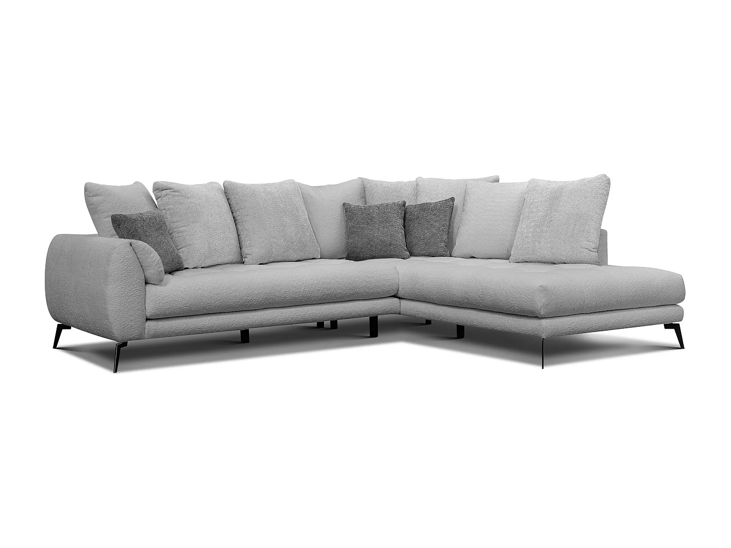 Canapé d'angle 5 places CALME, tissu gris clair