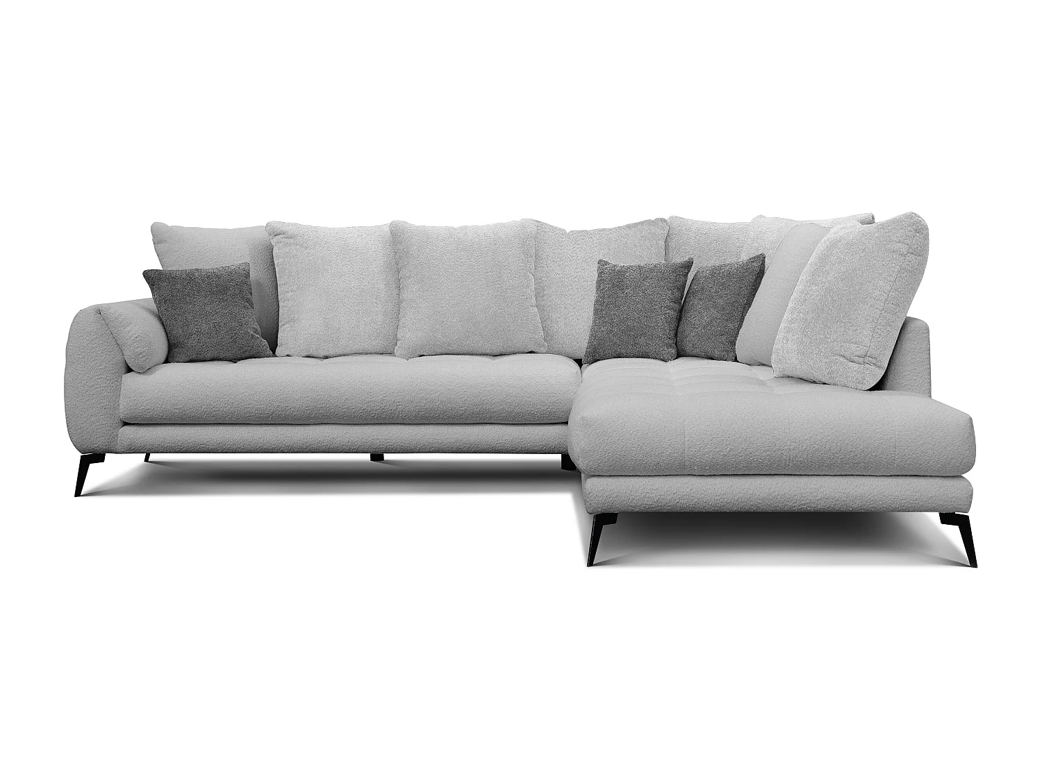 Canapé d'angle 5 places CALME, tissu gris clair