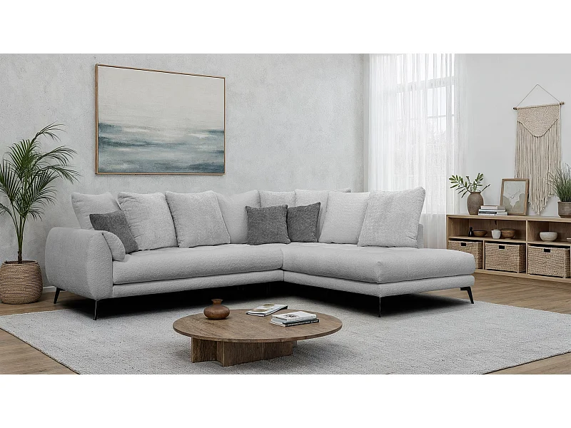 Ecksofa 5-Sitzer CALME, hellgrau