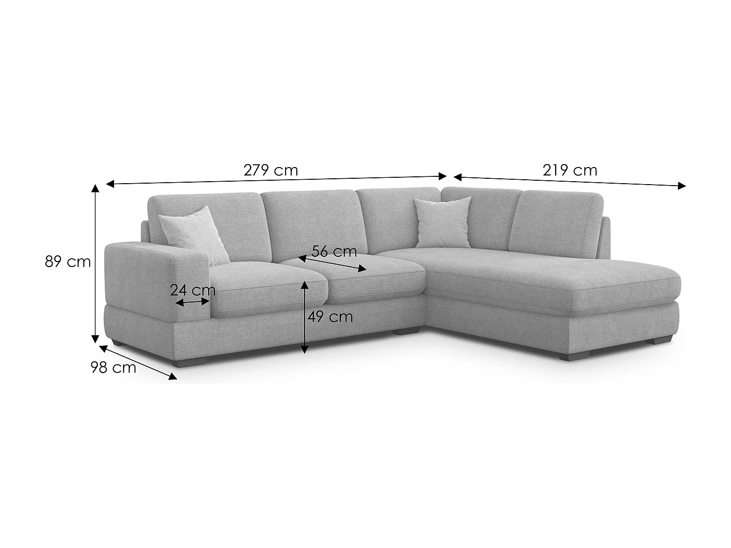Ecksofa 5-Sitzer rechts OTTO, grau