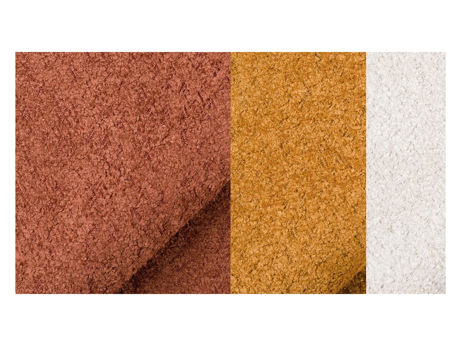 Canapé d'angle 5 places CALME, tissu orange foncé et écru