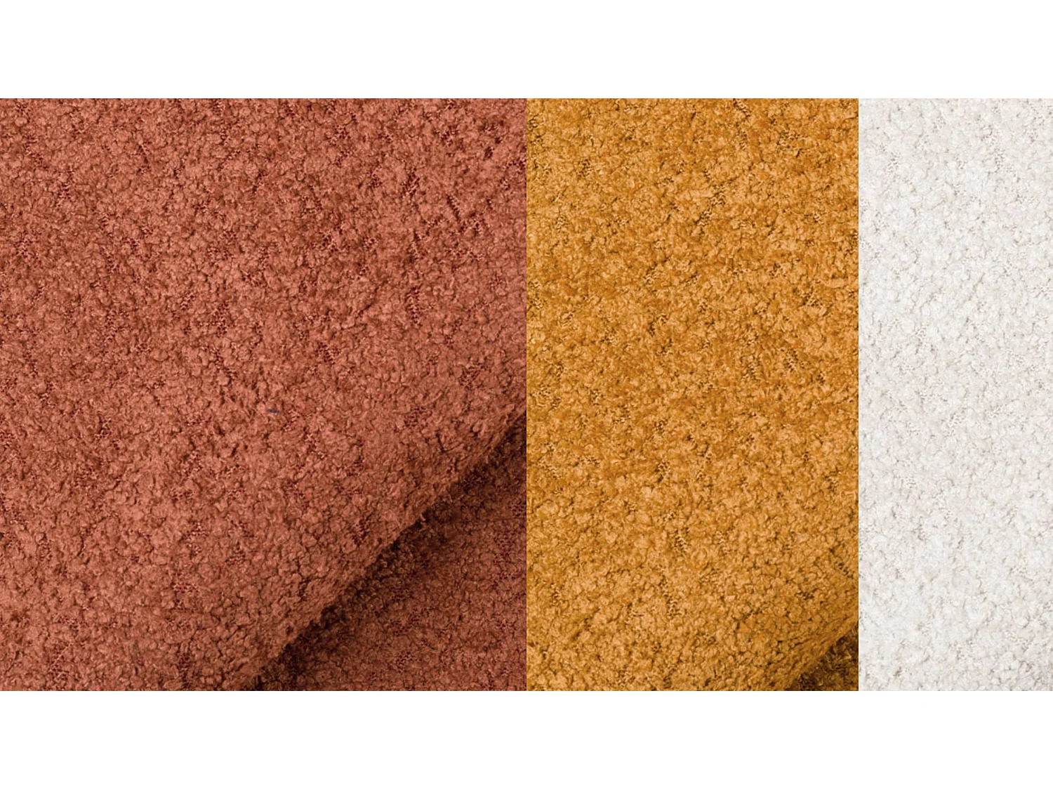 Canapé d'angle 5 places CALME, tissu orange foncé et écru