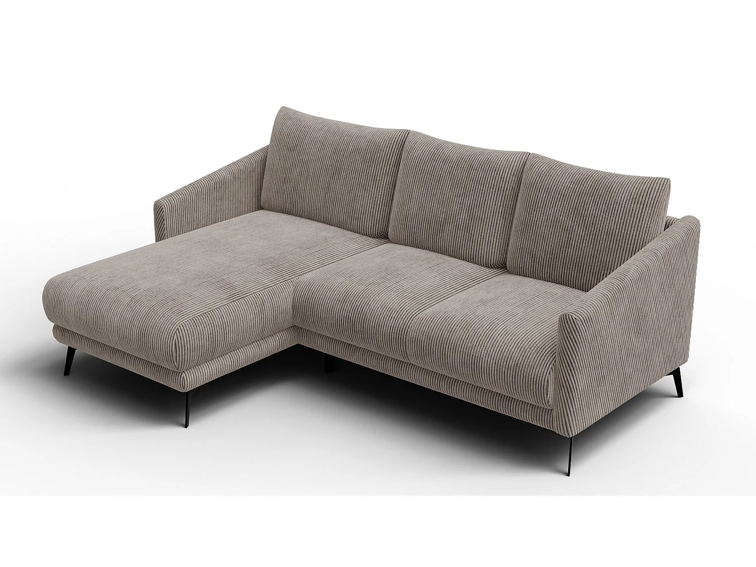 Canapé d'angle gauche 3 places VILT, tissu taupe