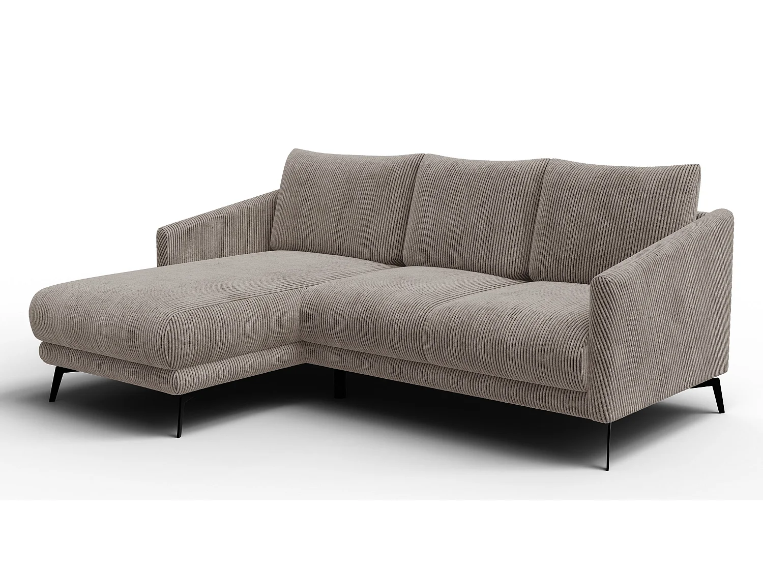 Canapé d'angle gauche 3 places VILT, tissu taupe