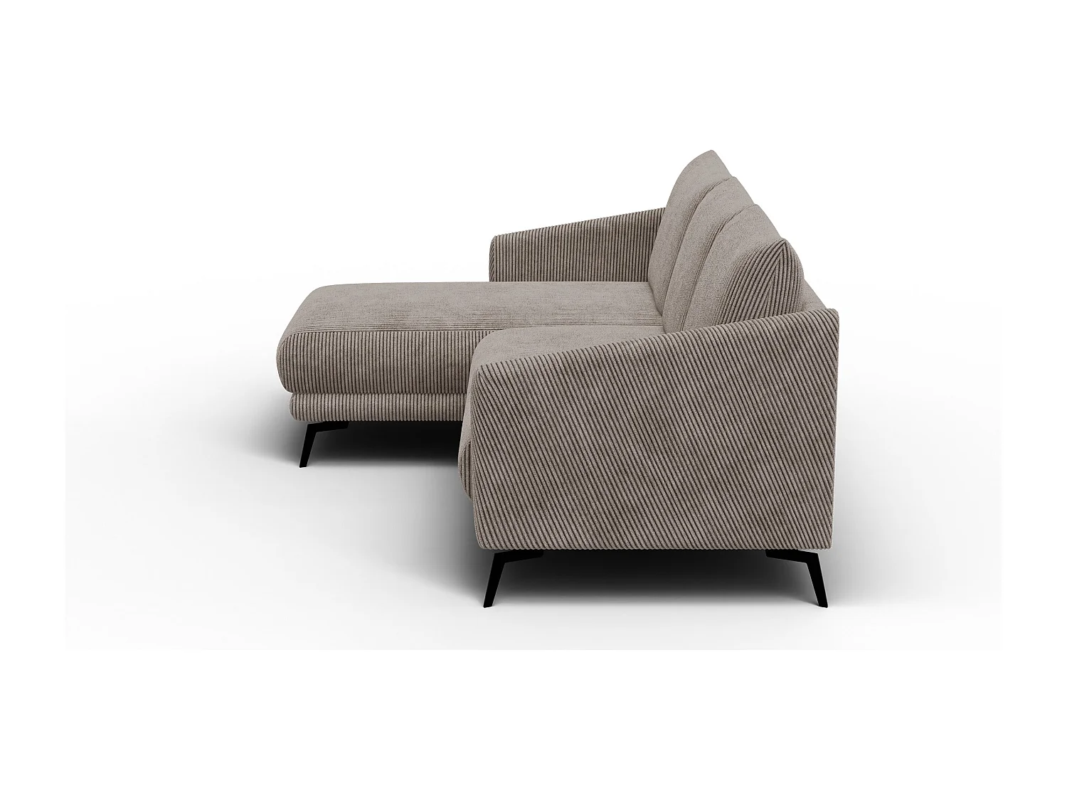 Canapé d'angle gauche 3 places VILT, tissu taupe