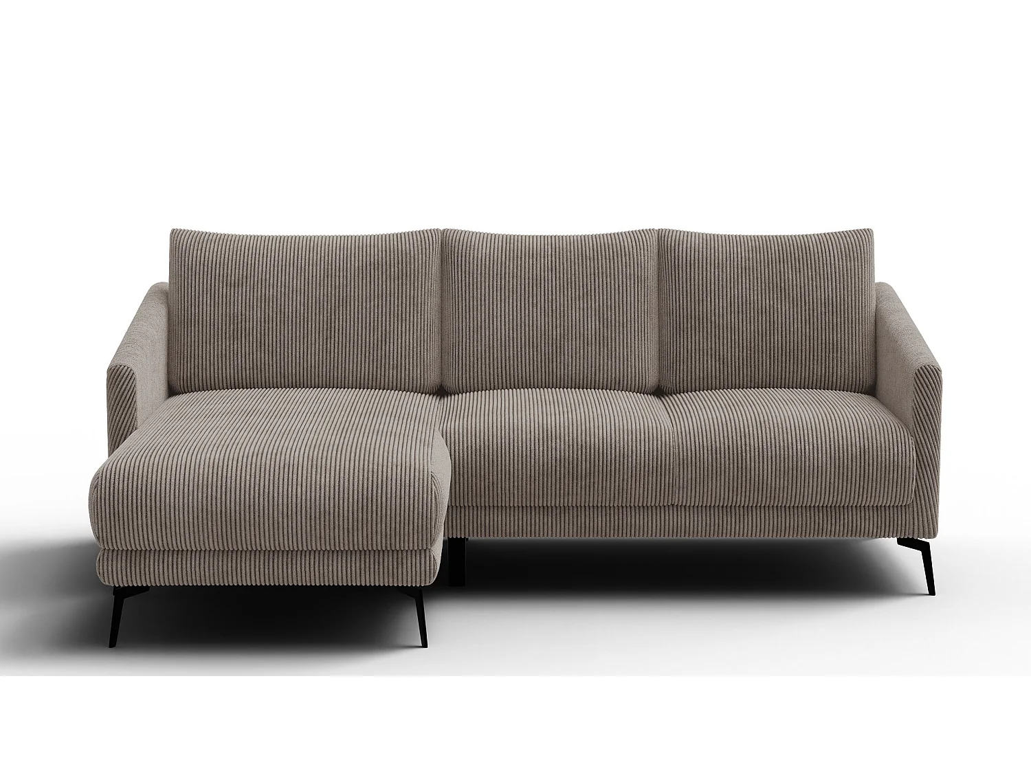 Canapé d'angle gauche 3 places VILT, tissu taupe