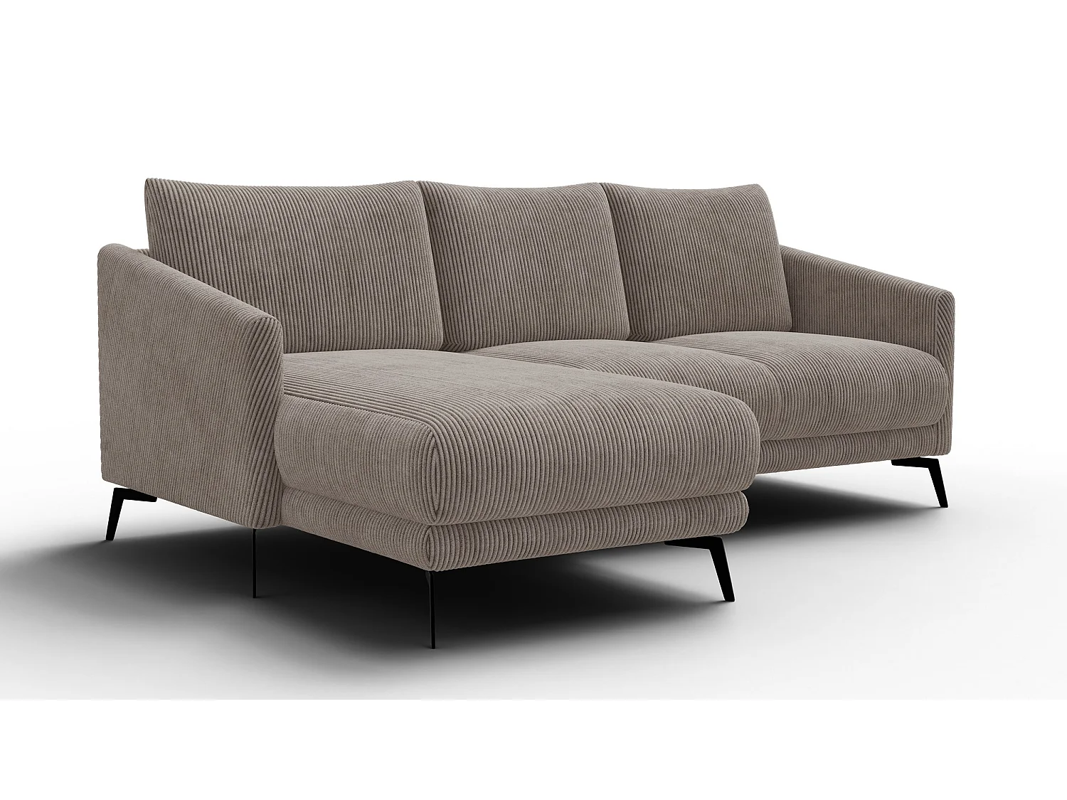 Canapé d'angle gauche 3 places VILT, tissu taupe