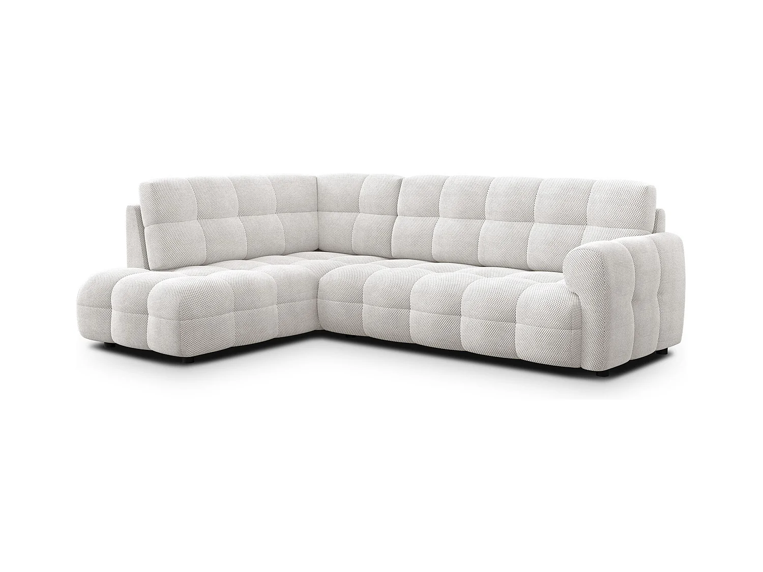 CANAPÉ D'ANGLE MELLOW 5 places, tissu crème