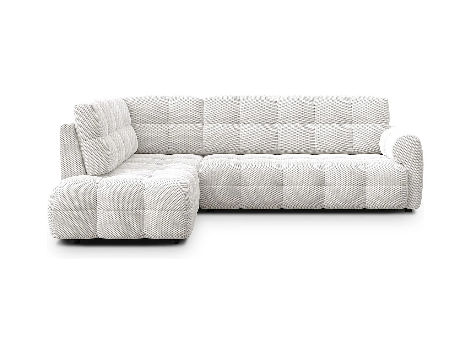 CANAPÉ D'ANGLE MELLOW 5 places, tissu crème