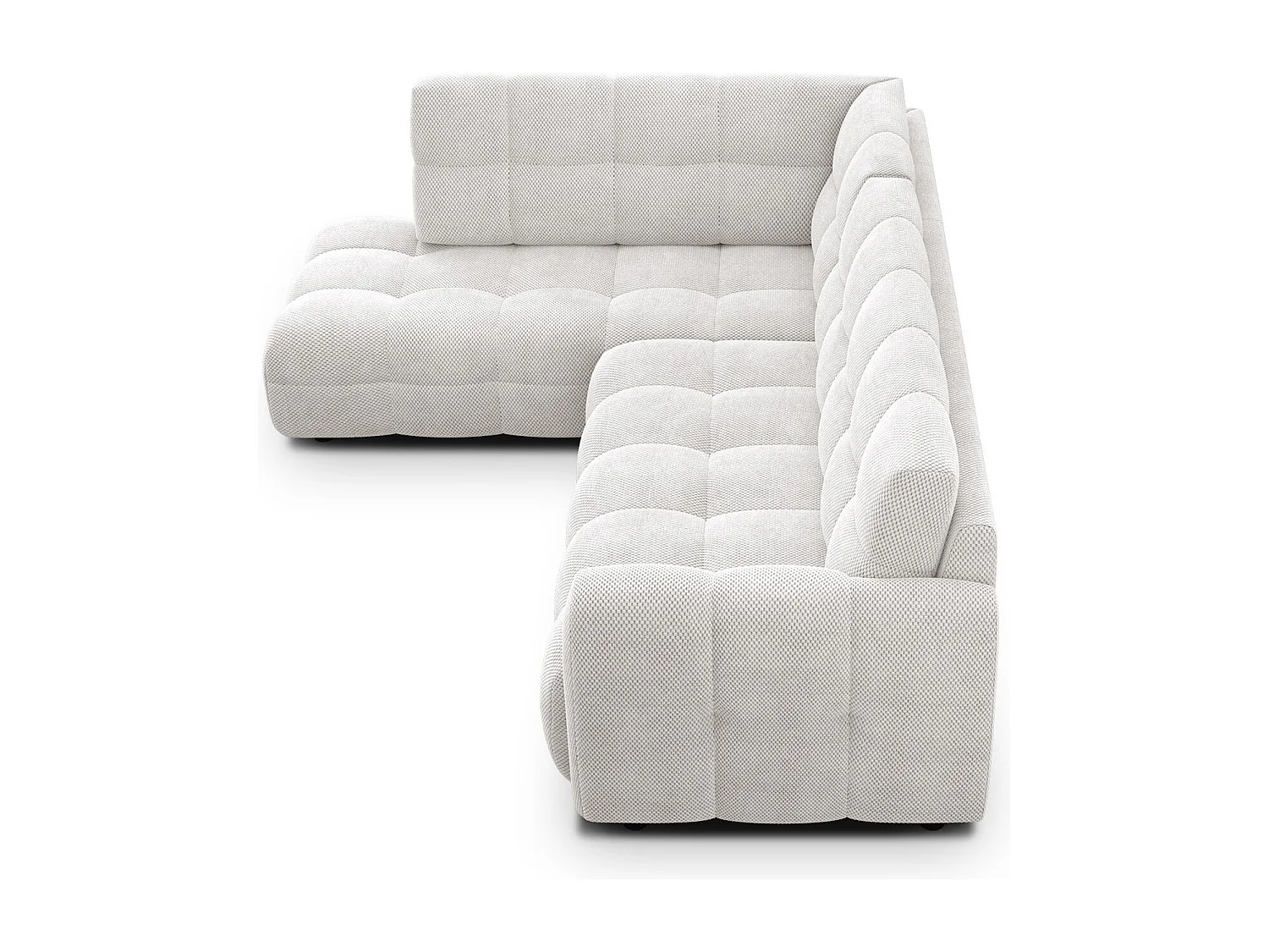 CANAPÉ D'ANGLE MELLOW 5 places, tissu crème