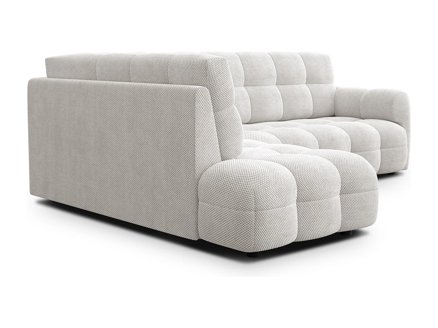 CANAPÉ D'ANGLE MELLOW 5 places, tissu crème