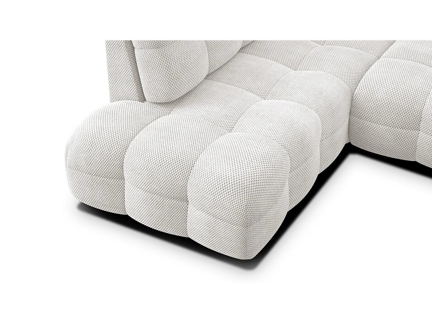 CANAPÉ D'ANGLE MELLOW 5 places, tissu crème