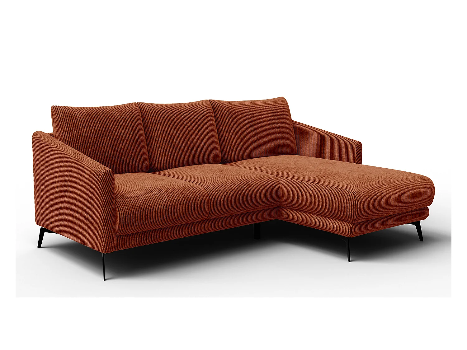 Canapé d'angle droit 3 places VILT, tissu orange