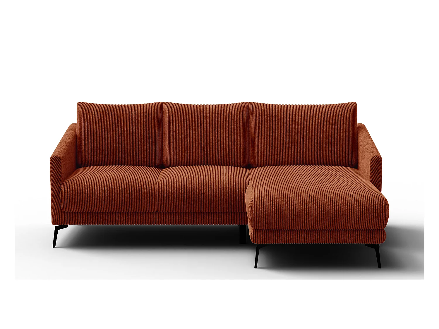 Canapé d'angle droit 3 places VILT, tissu orange