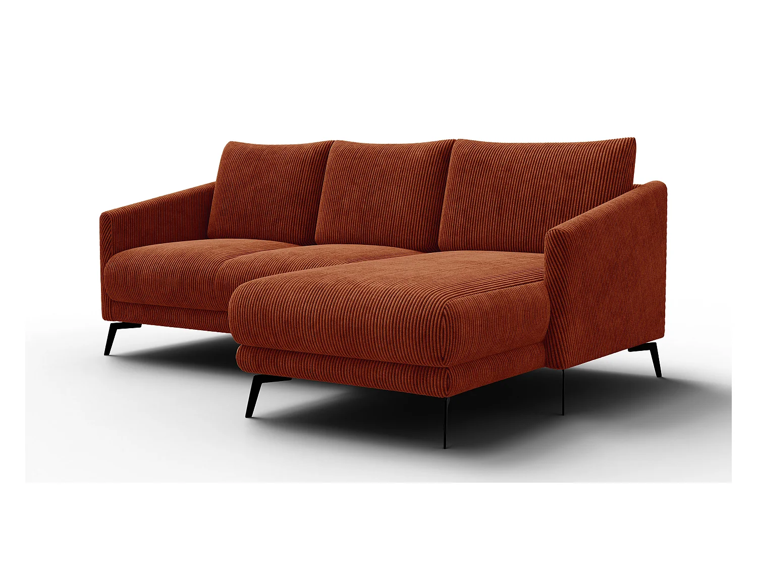 Canapé d'angle droit 3 places VILT, tissu orange