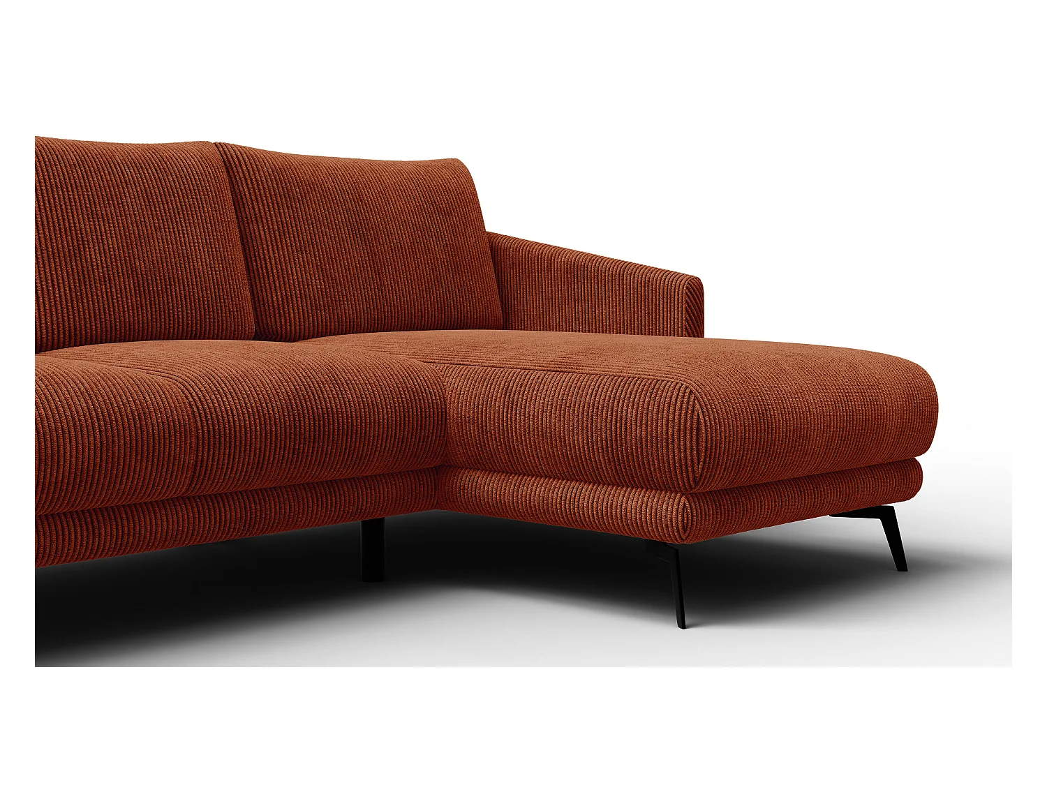 Canapé d'angle droit 3 places VILT, tissu orange