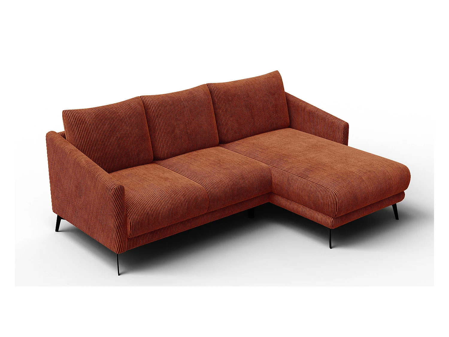 Canapé d'angle droit 3 places VILT, tissu orange