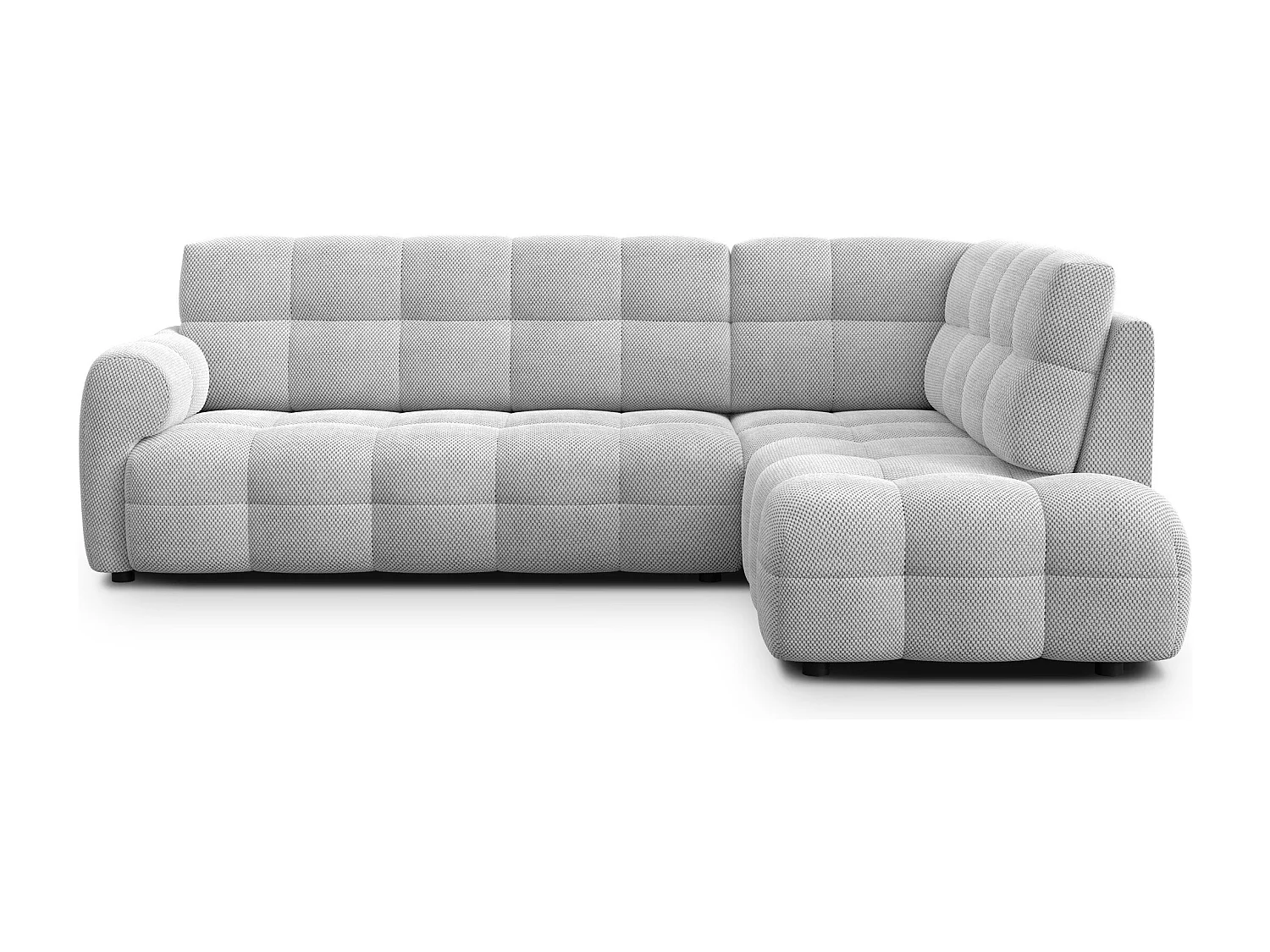 CANAPÉ D'ANGLE MELLOW 5 places, tissu gris clair