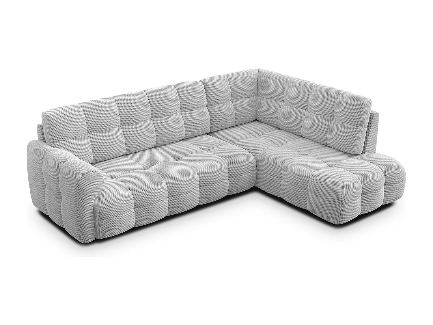 CANAPÉ D'ANGLE MELLOW 5 places, tissu gris clair