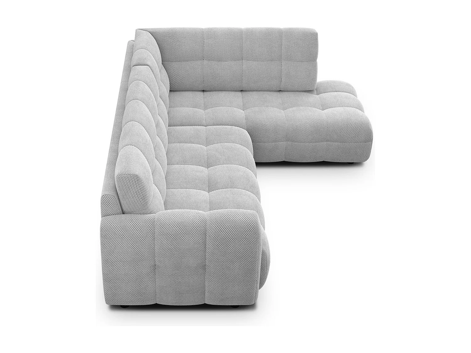 CANAPÉ D'ANGLE MELLOW 5 places, tissu gris clair