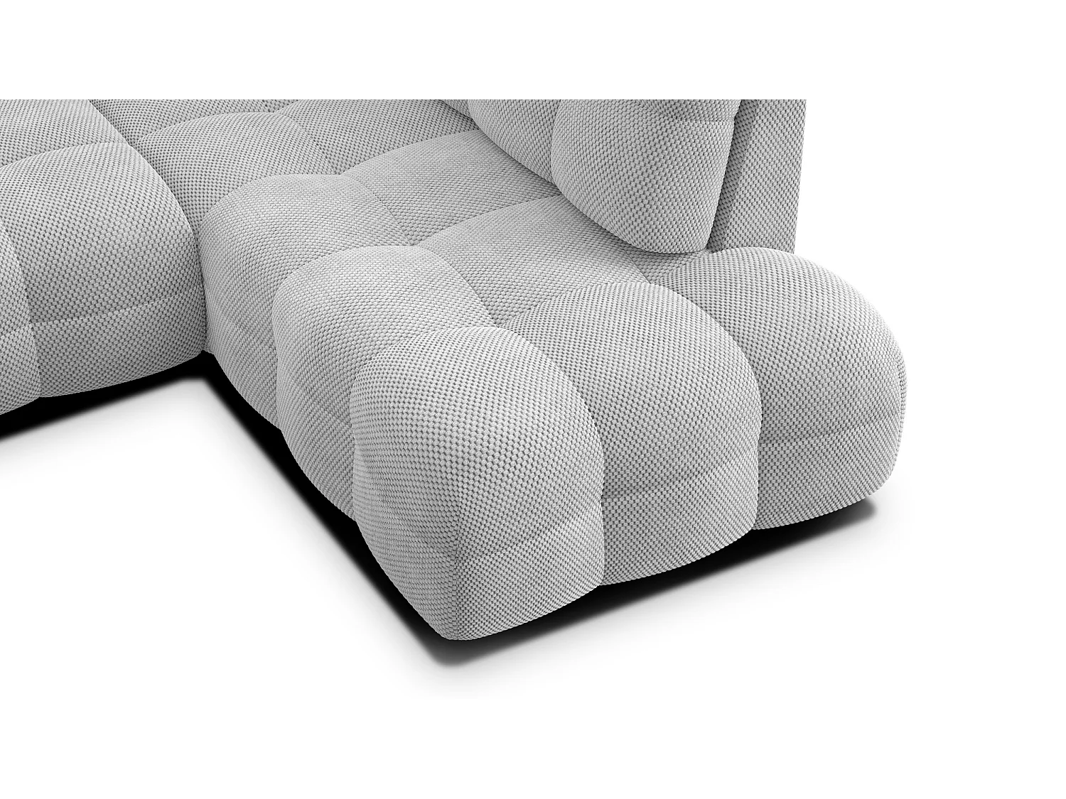 CANAPÉ D'ANGLE MELLOW 5 places, tissu gris clair