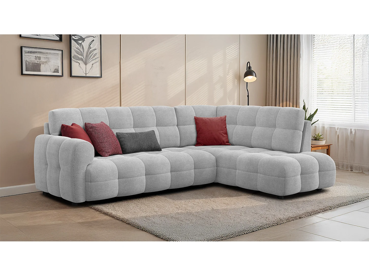 Ecksofa 5-Sitzer rechts MELLOW, hellgrau