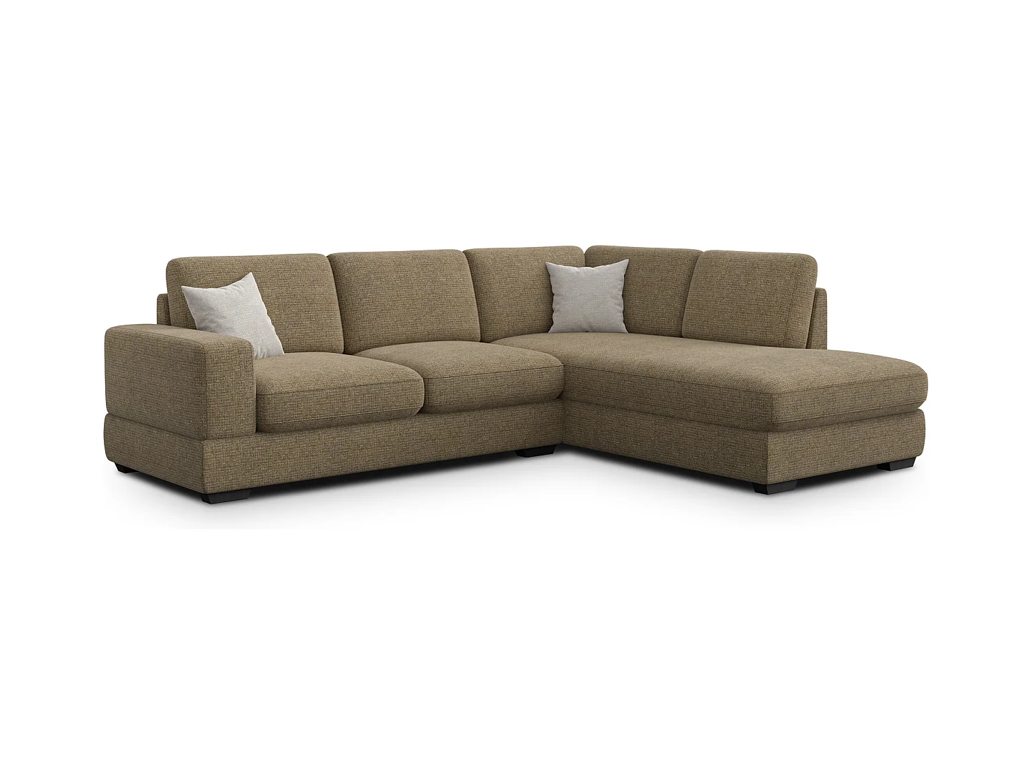 Canapé d'angle droit 5 places OTTO, tissu taupe