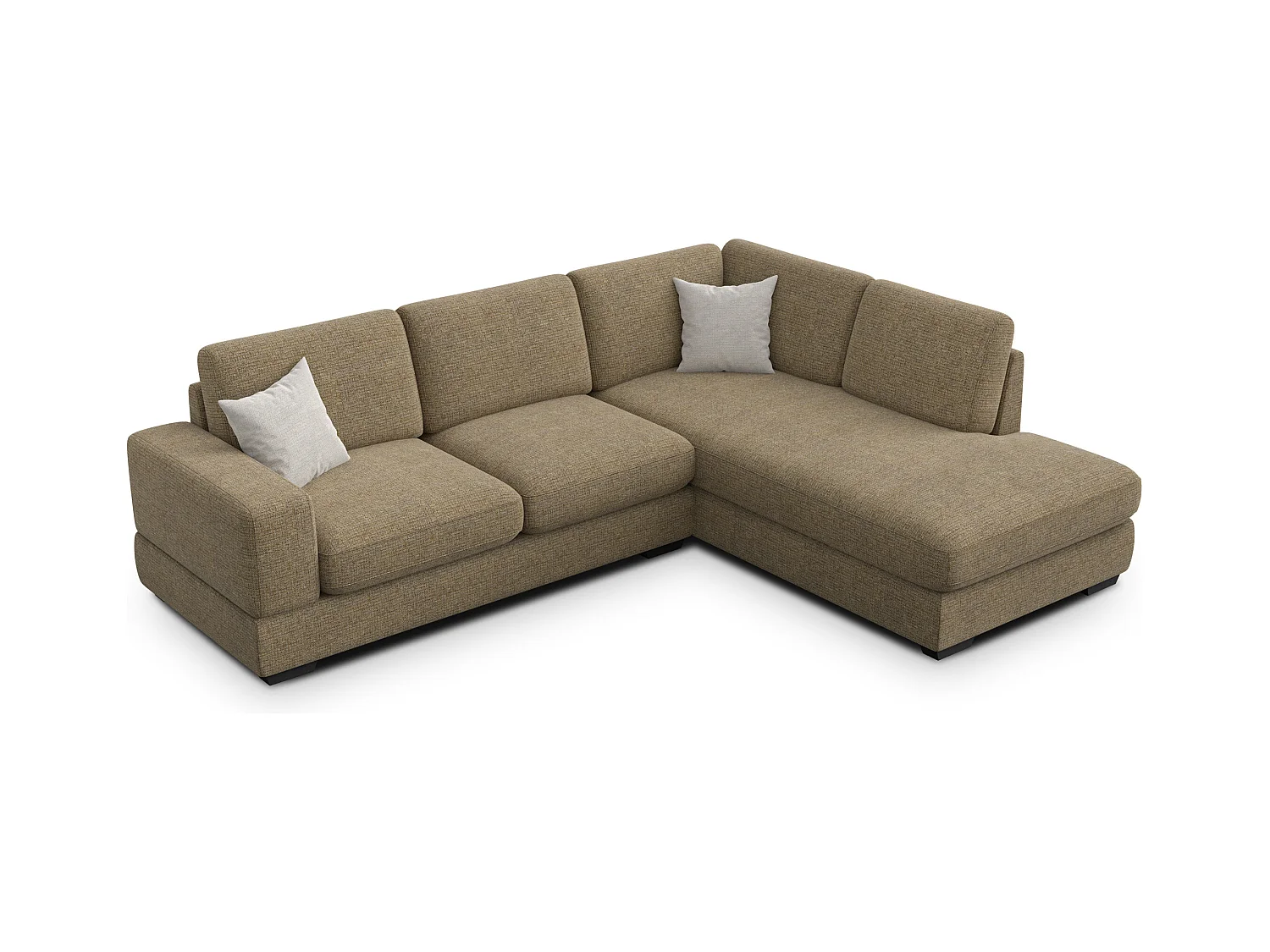 Canapé d'angle droit 5 places OTTO, tissu taupe
