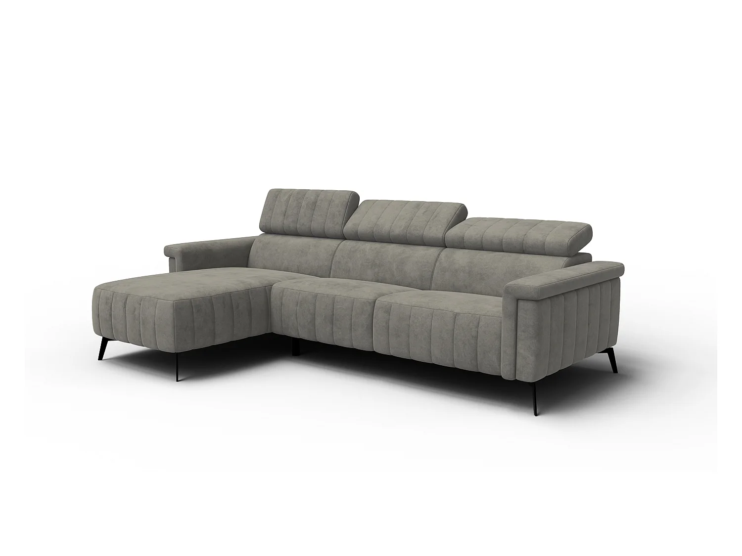 Canapé d'angle 4 places NORDEL, tissu taupe