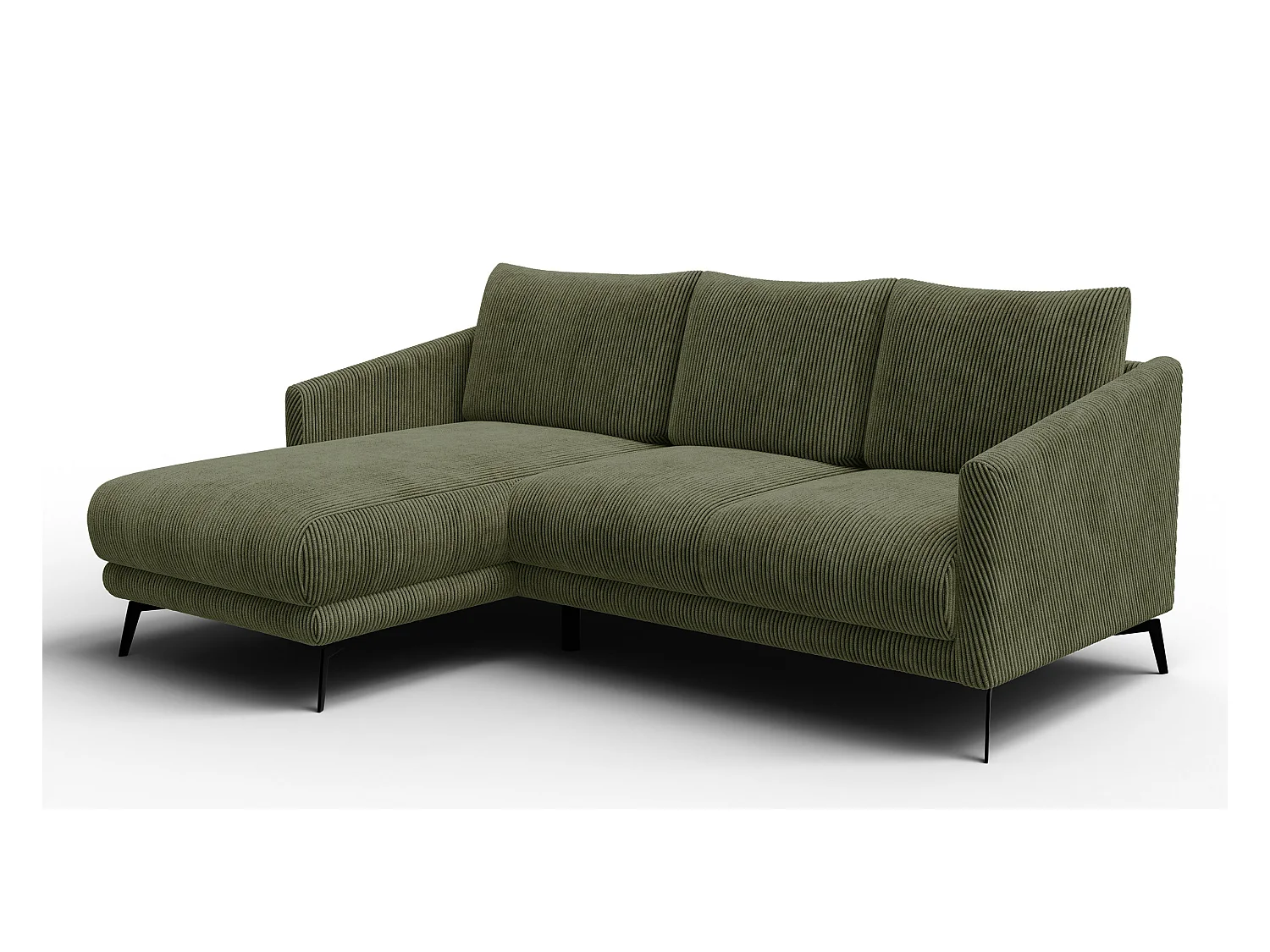 Canapé d'angle gauche 3 places VILT, tissu olive