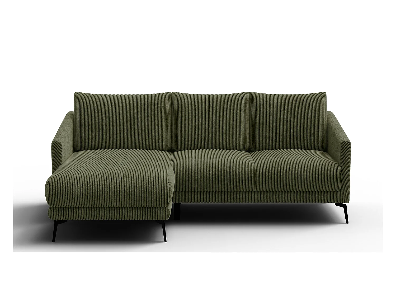 Canapé d'angle gauche 3 places VILT, tissu olive