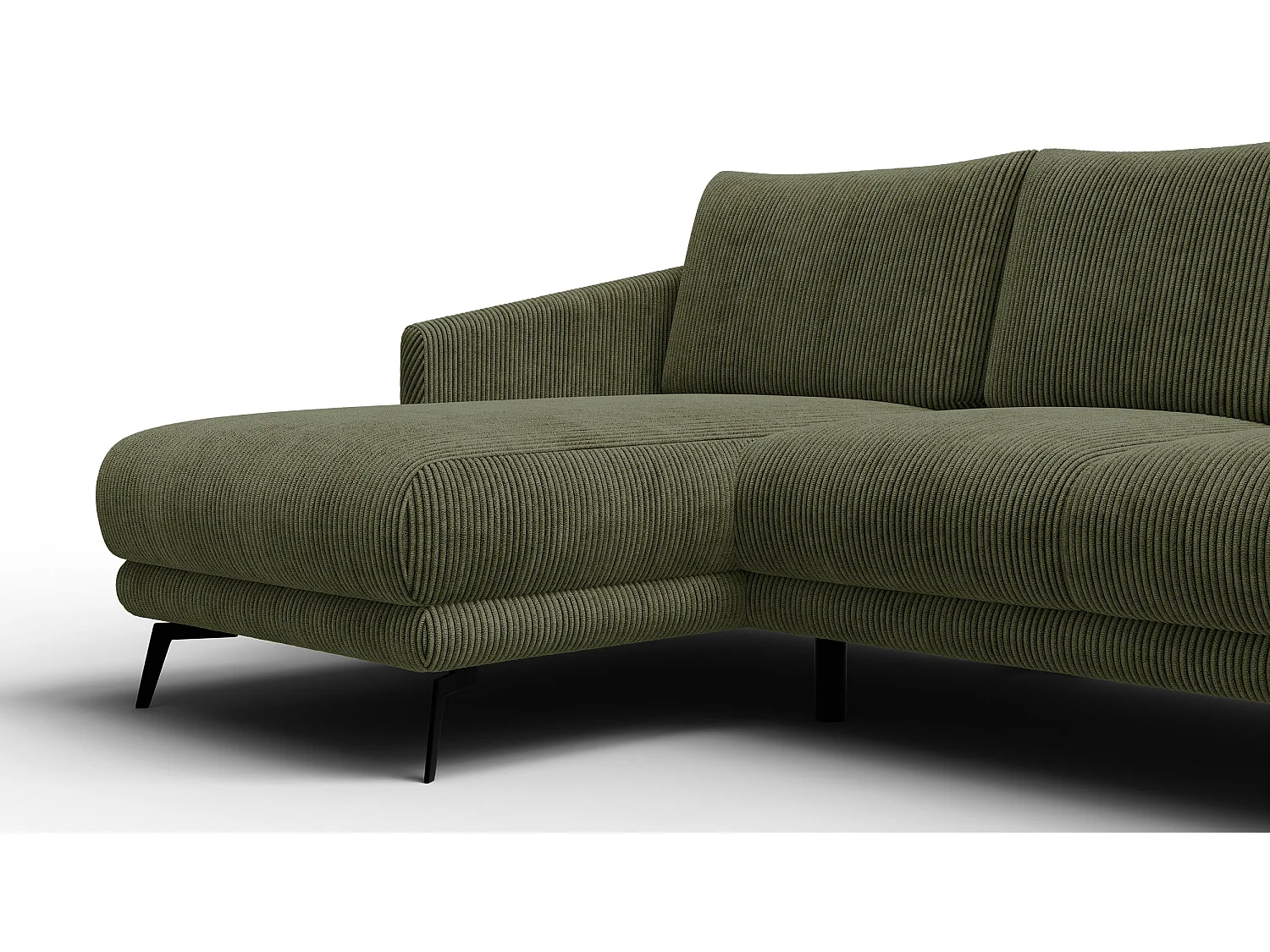 Canapé d'angle gauche 3 places VILT, tissu olive