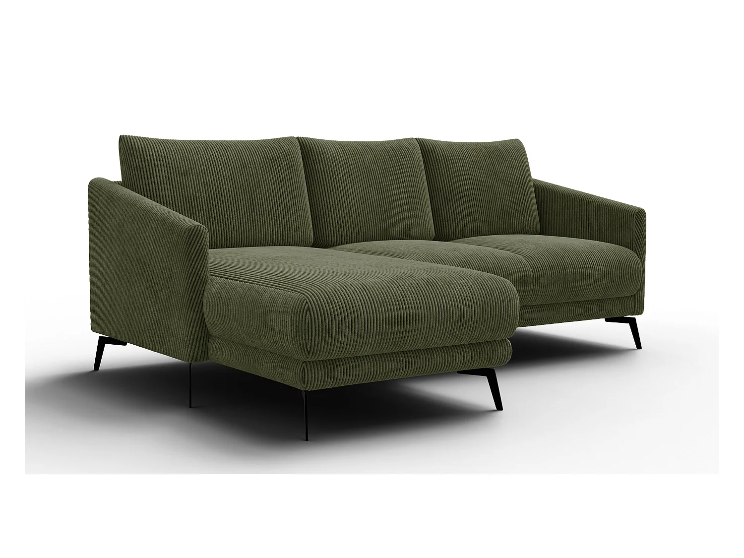 Canapé d'angle gauche 3 places VILT, tissu olive
