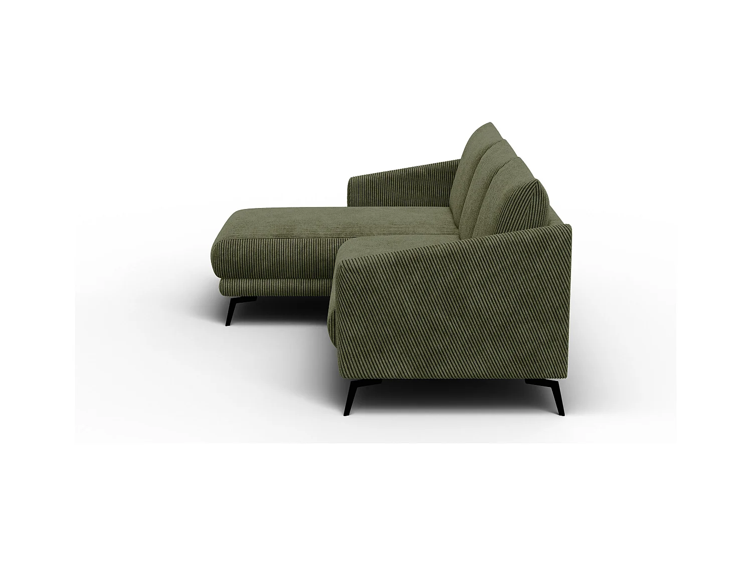 Canapé d'angle gauche 3 places VILT, tissu olive