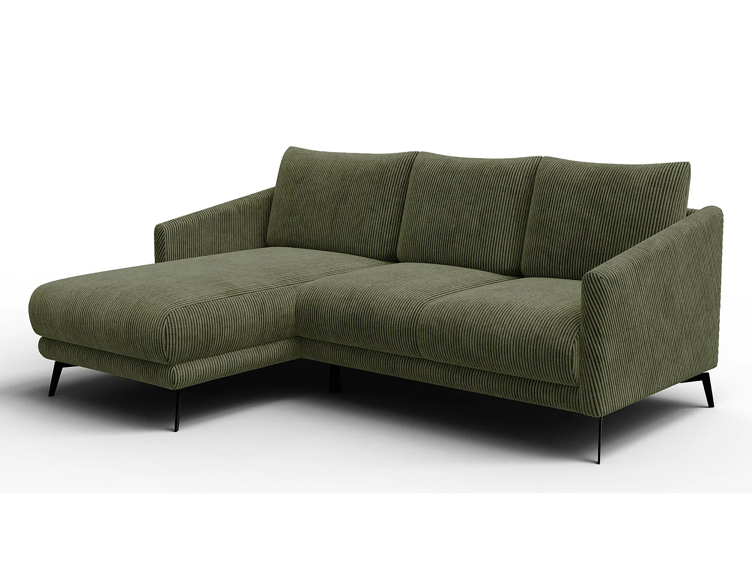 Canapé d'angle gauche 3 places VILT, tissu olive