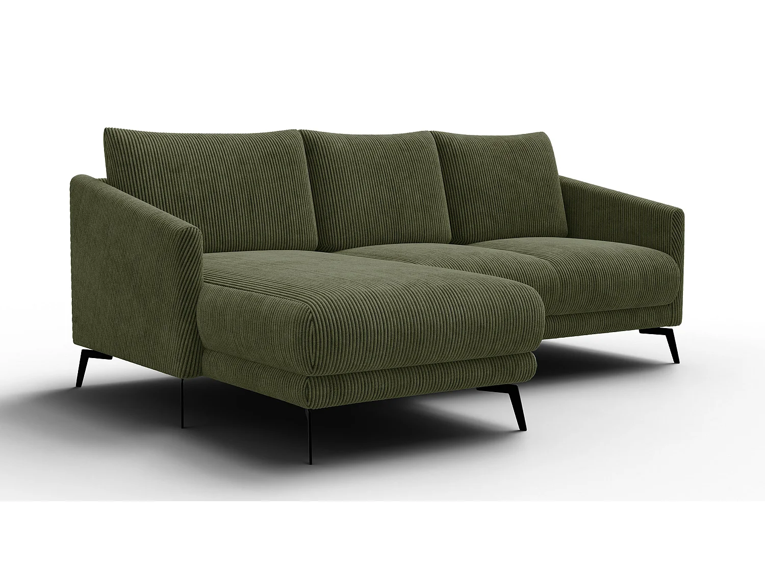 Canapé d'angle gauche 3 places VILT, tissu olive