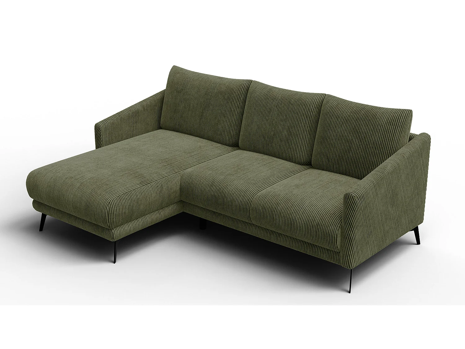 Canapé d'angle gauche 3 places VILT, tissu olive