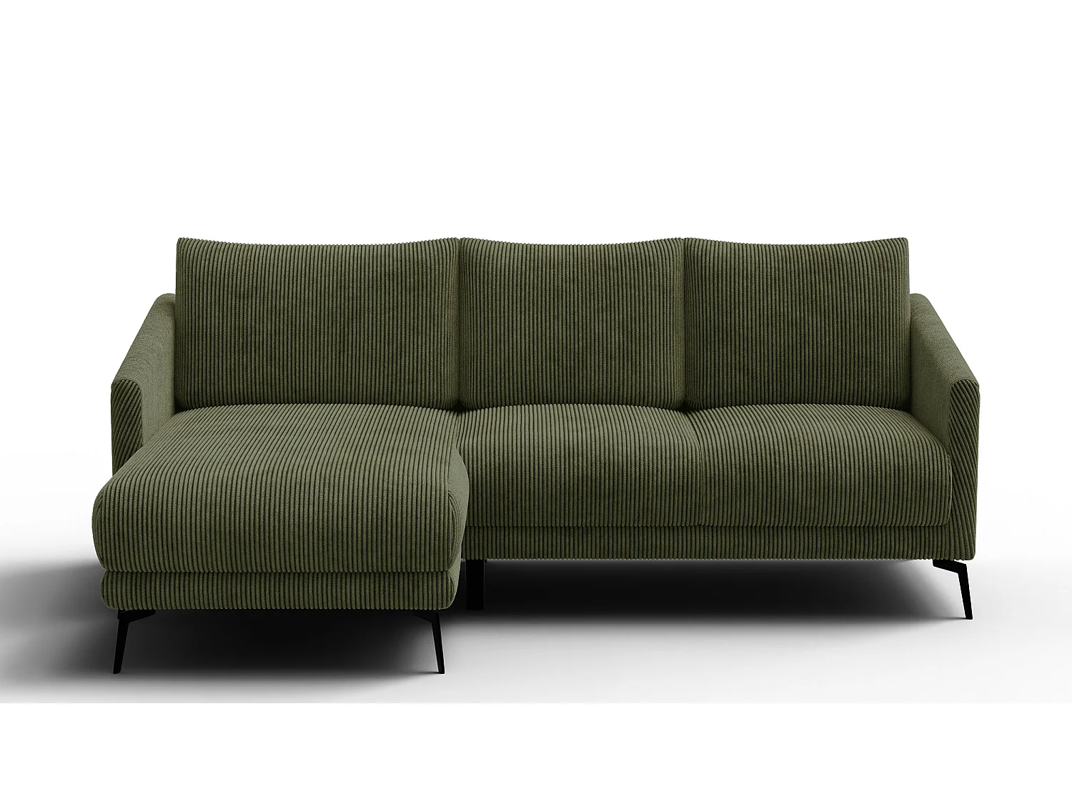 Canapé d'angle gauche 3 places VILT, tissu olive