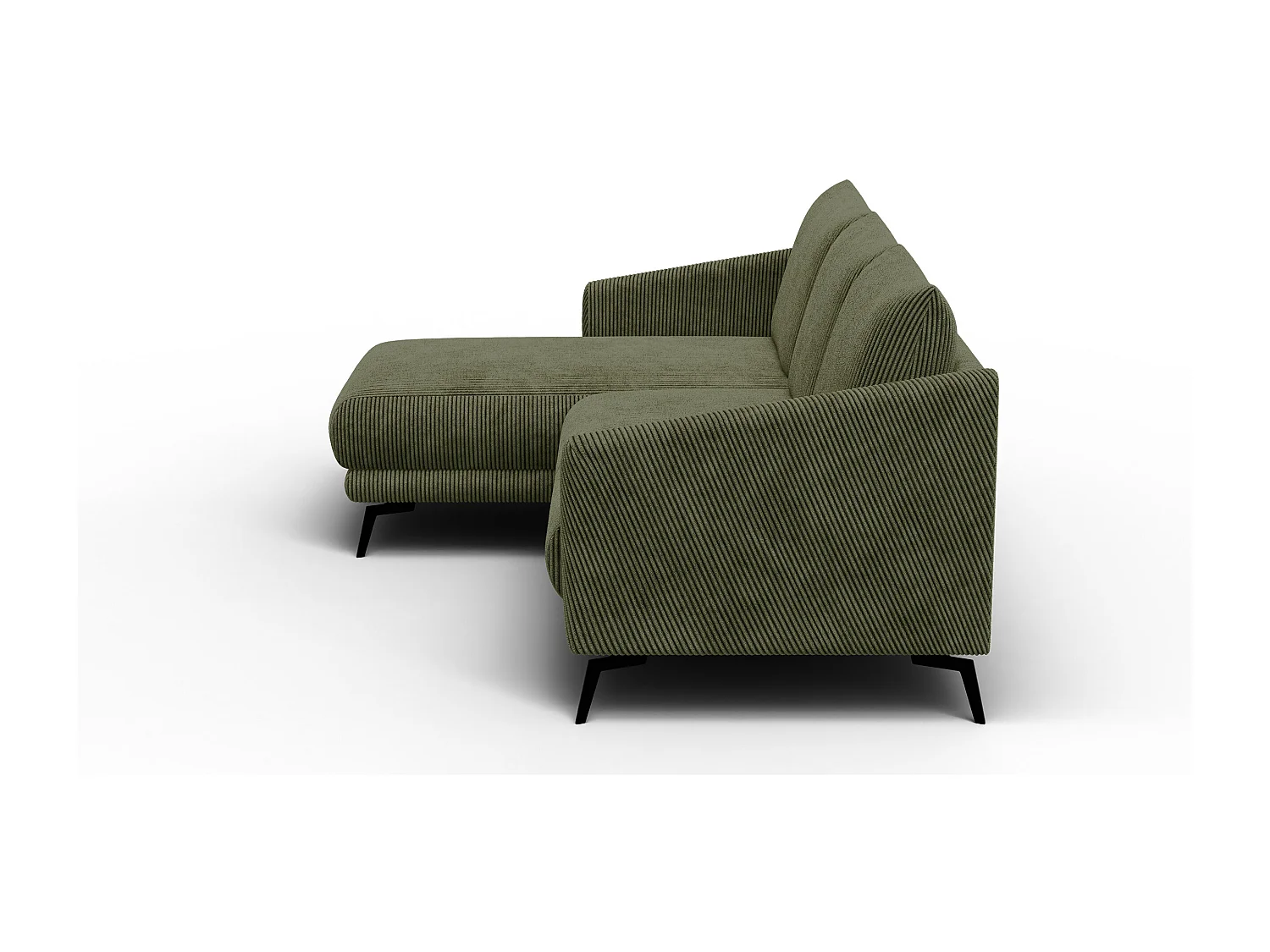 Canapé d'angle gauche 3 places VILT, tissu olive
