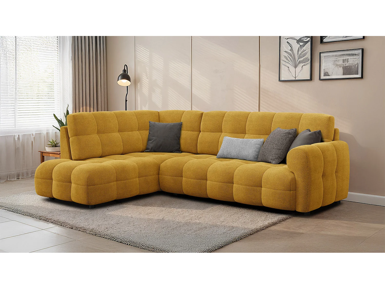 Ecksofa 5-Sitzer links MELLOW, safran