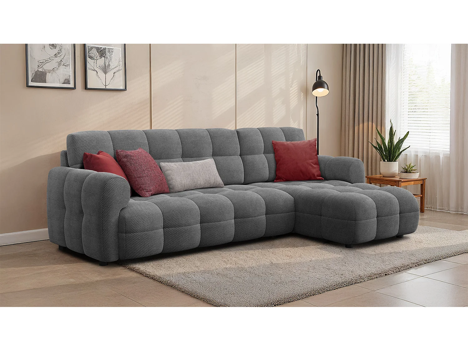 Ecksofa 4-Sitzer rechts MELLOW, grau