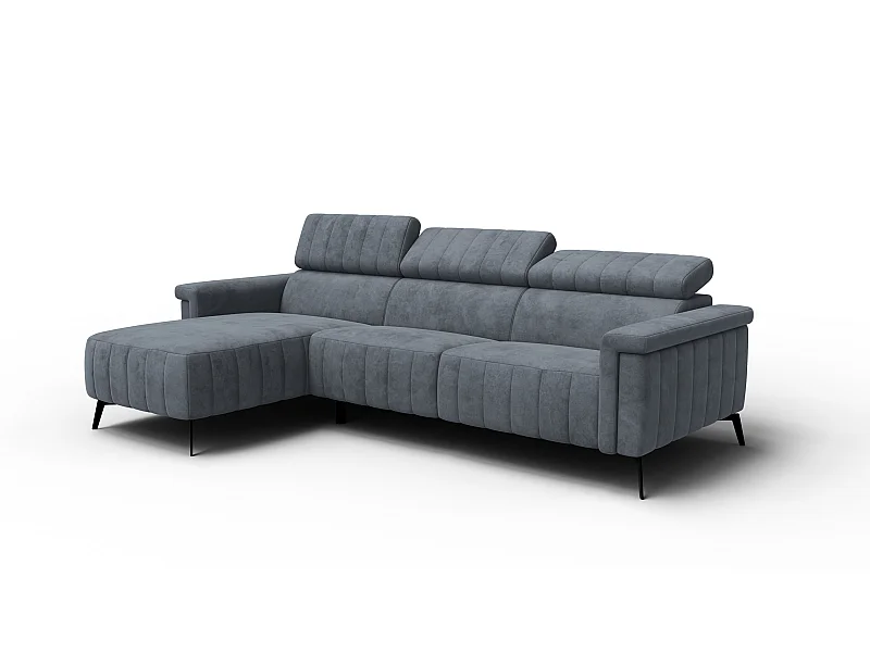 Canapé d'angle 4 places NORDEL, tissu gris foncé