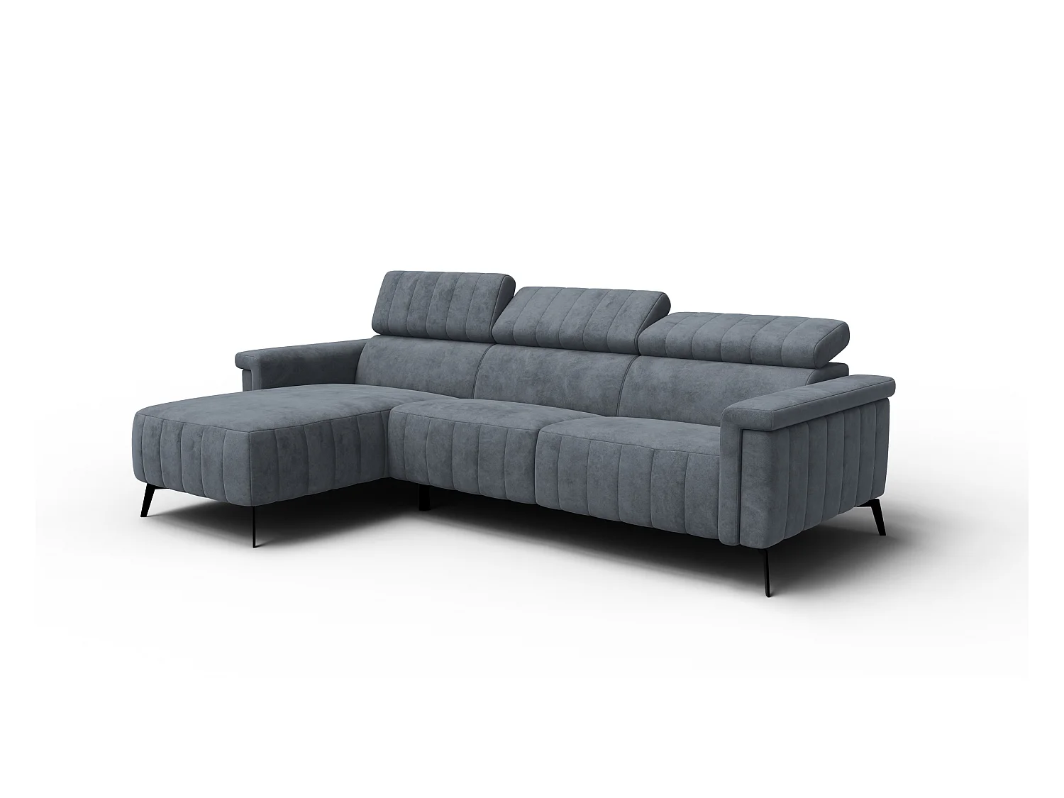 Canapé d'angle 4 places NORDEL, tissu gris foncé