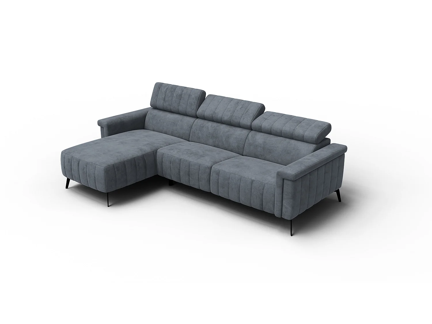 Canapé d'angle 4 places NORDEL, tissu gris foncé