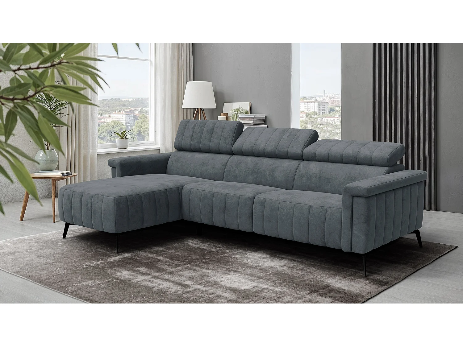 Ecksofa 4-Sitzer NORDEL, dunkelgrau