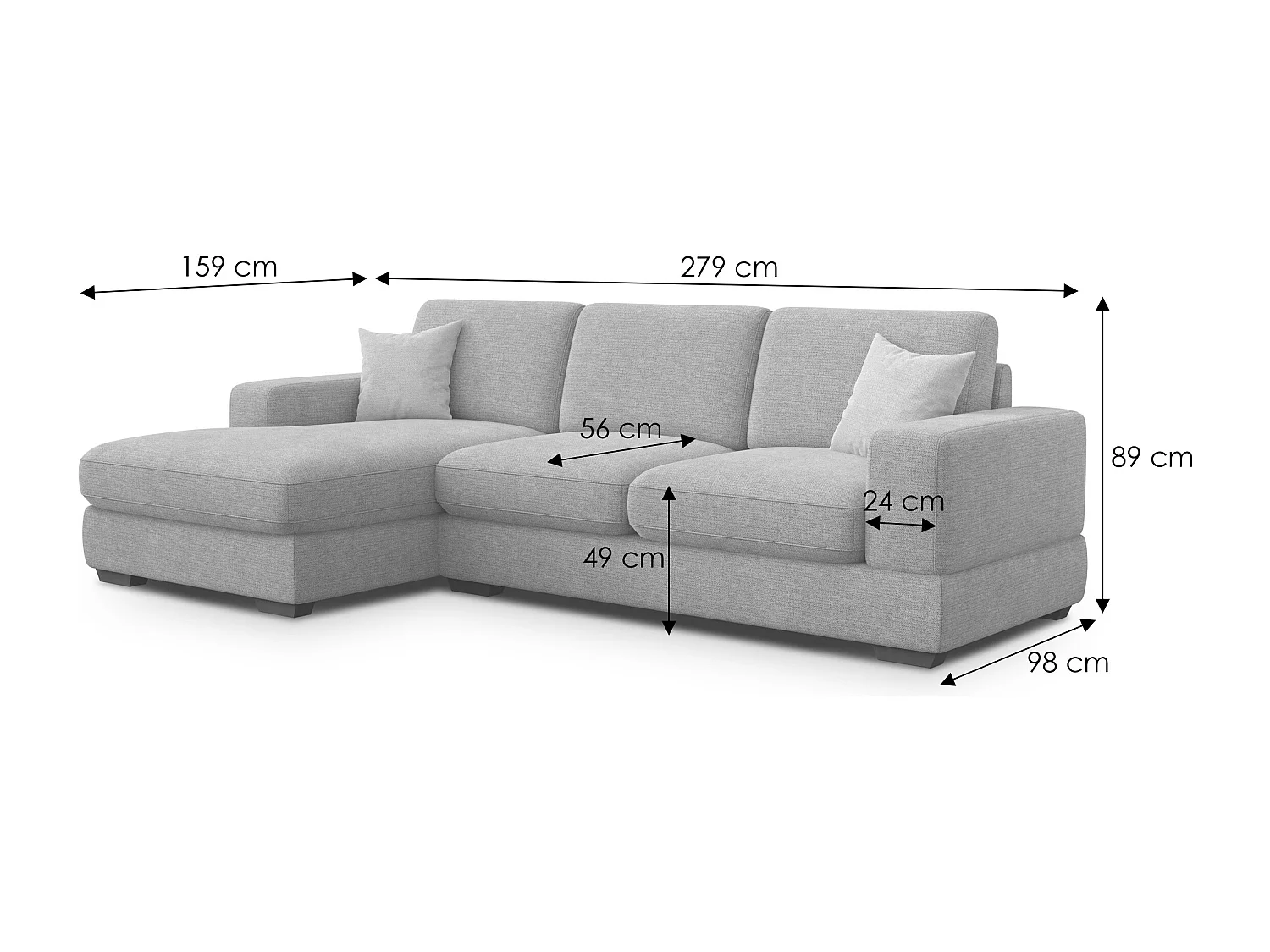 Ecksofa 4-Sitzer links OTTO, grau