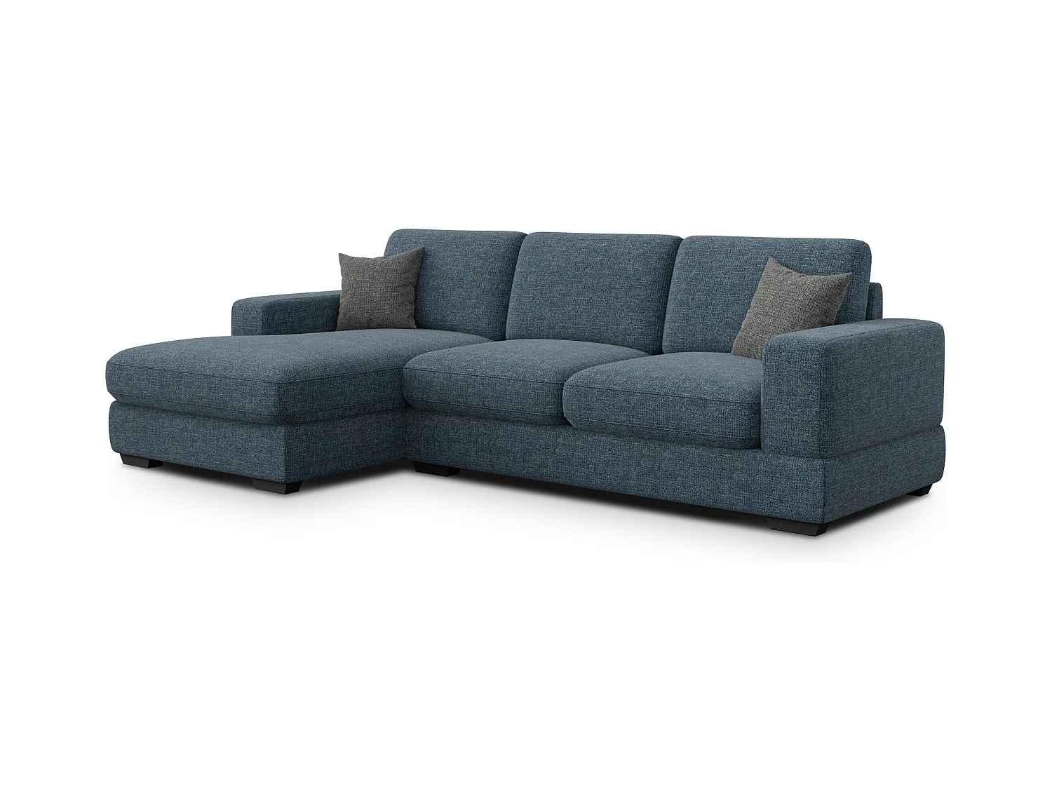 Canapé d'angle gauche 4 places OTTO, tissu bleu marine